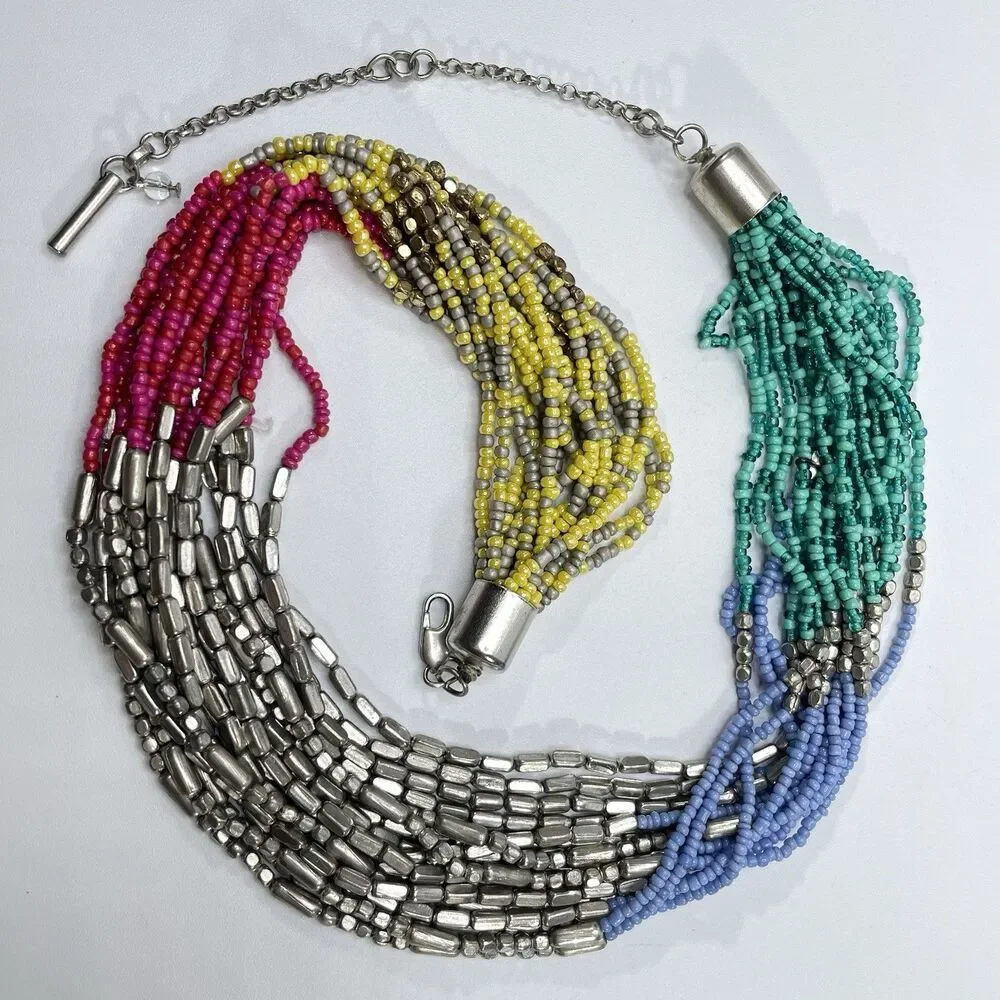 Stunning Kenneth Cole Statement Piece Necklace Colorful Beaded Bold Necklace